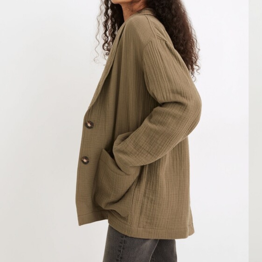 Madewell Lightspun Dorset Blazer Olive Green - Color: Distant Surplus - Picture 5 of 12